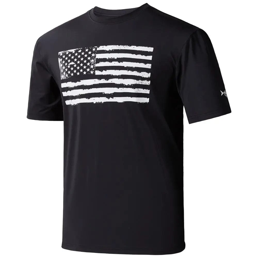 Apparel Bassdash Vintage American Flag Fishing Shirt Short Sleeve Black / M Bassdash Vintage American Flag Fishing Shirt | Pescador Fishing Supply