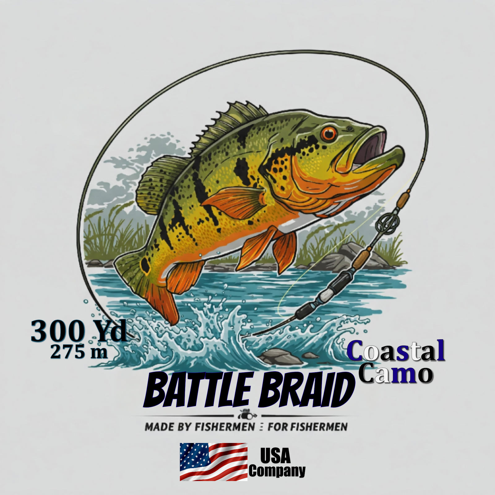 Braided Fishing Line Battle Braid Coastal Camo X8 PE – 300 Yards Battle Braid Coastal Camo X8 PE – 300 Yds - Pescador Fishing Supply