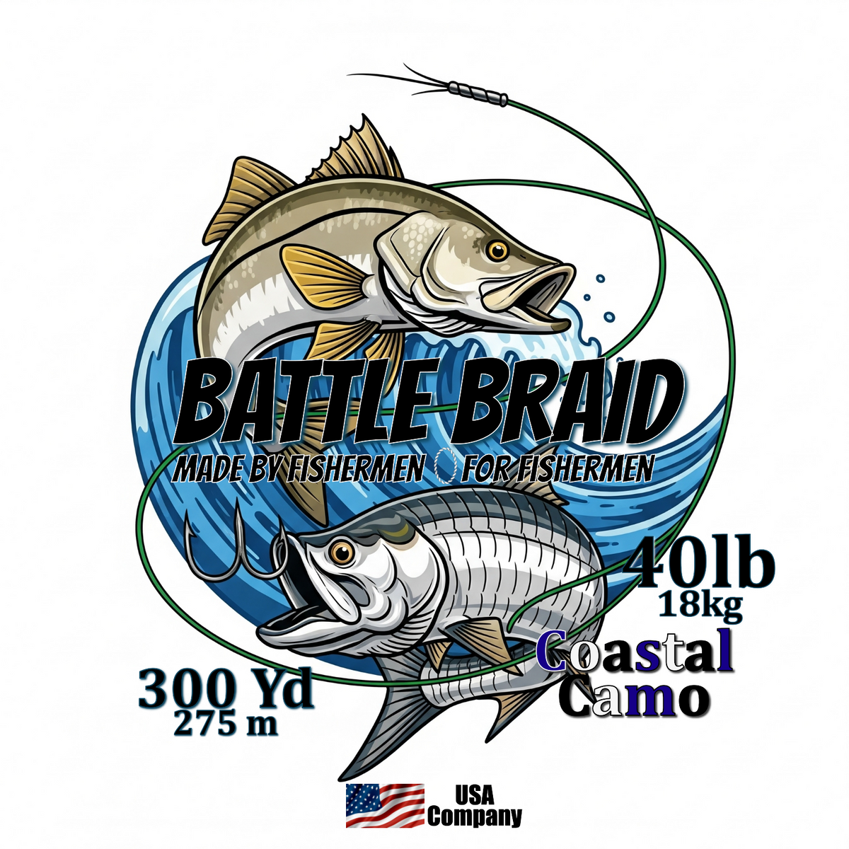 Braided Fishing Line Battle Braid Coastal Camo X8 PE – 300 Yards 40Lb test Battle Braid Coastal Camo X8 PE – 300 Yds - Pescador Fishing Supply