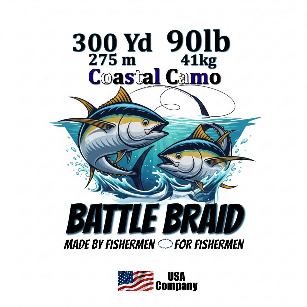 Braided Fishing Line Battle Braid Coastal Camo X8 PE – 300 Yards 90Lb test Battle Braid Coastal Camo X8 PE – 300 Yds - Pescador Fishing Supply