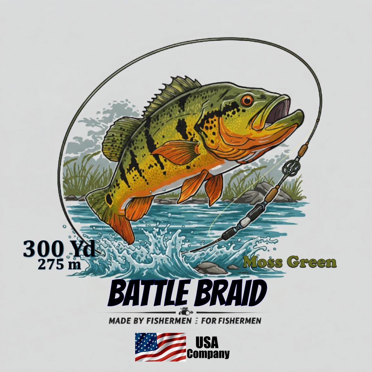 Braided Fishing Line Battle Braid Moss Green X8 PE – 300 Yards Battle Braid Moss Green X8 PE – 300 Yds - Pescador Fishing Supply