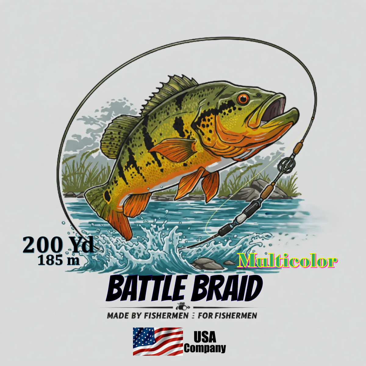 Braided Fishing Line Battle Braid Multi-Color X8 PE – 200/300 Yards Battle Braid Multi-Color X8 PE – 200/300 Yds - Pescador Fishing Supply