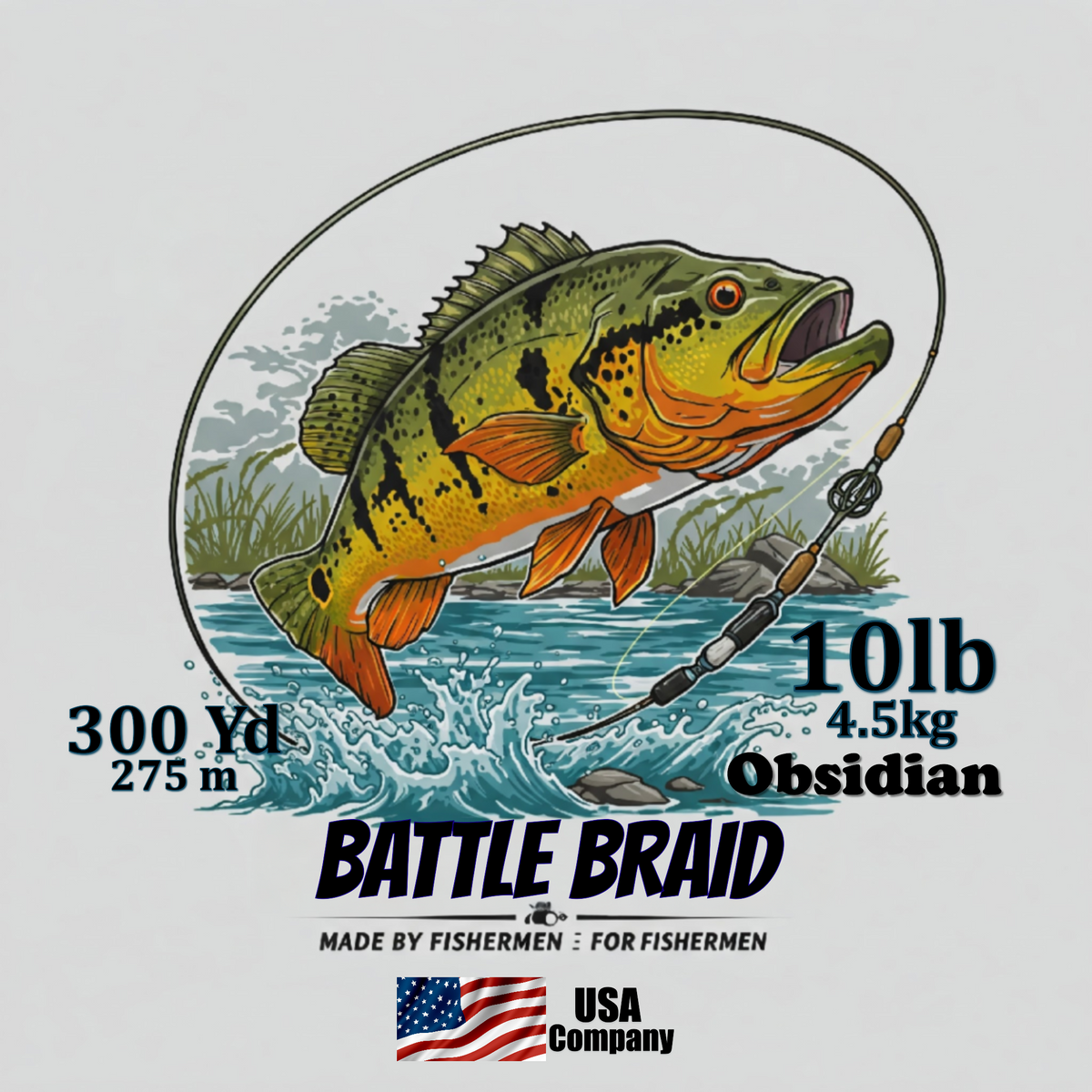 Braided Fishing Line Battle Braid Obsidian X8 PE – 300 Yards 10Lb test Battle Braid Obsidian X8 PE – 300 Yds - Pescador Fishing Supply