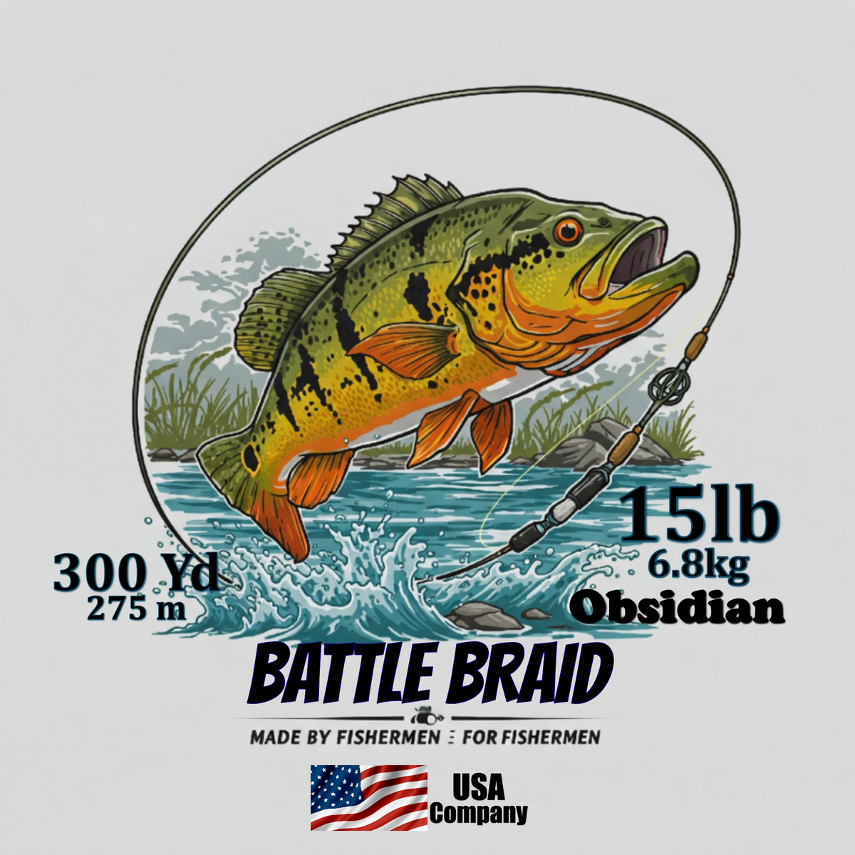 Braided Fishing Line Battle Braid Obsidian X8 PE – 300 Yards 15Lb test Battle Braid Obsidian X8 PE – 300 Yds - Pescador Fishing Supply