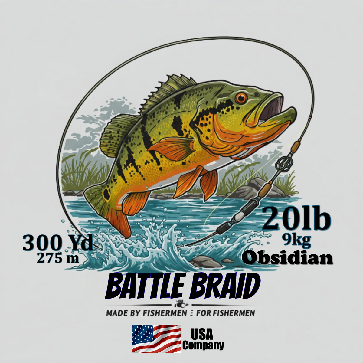 Braided Fishing Line Battle Braid Obsidian X8 PE – 300 Yards 20Lb test Battle Braid Obsidian X8 PE – 300 Yds - Pescador Fishing Supply