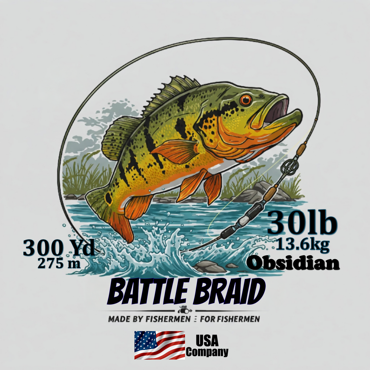 Braided Fishing Line Battle Braid Obsidian X8 PE – 300 Yards 30Lb test Battle Braid Obsidian X8 PE – 300 Yds - Pescador Fishing Supply