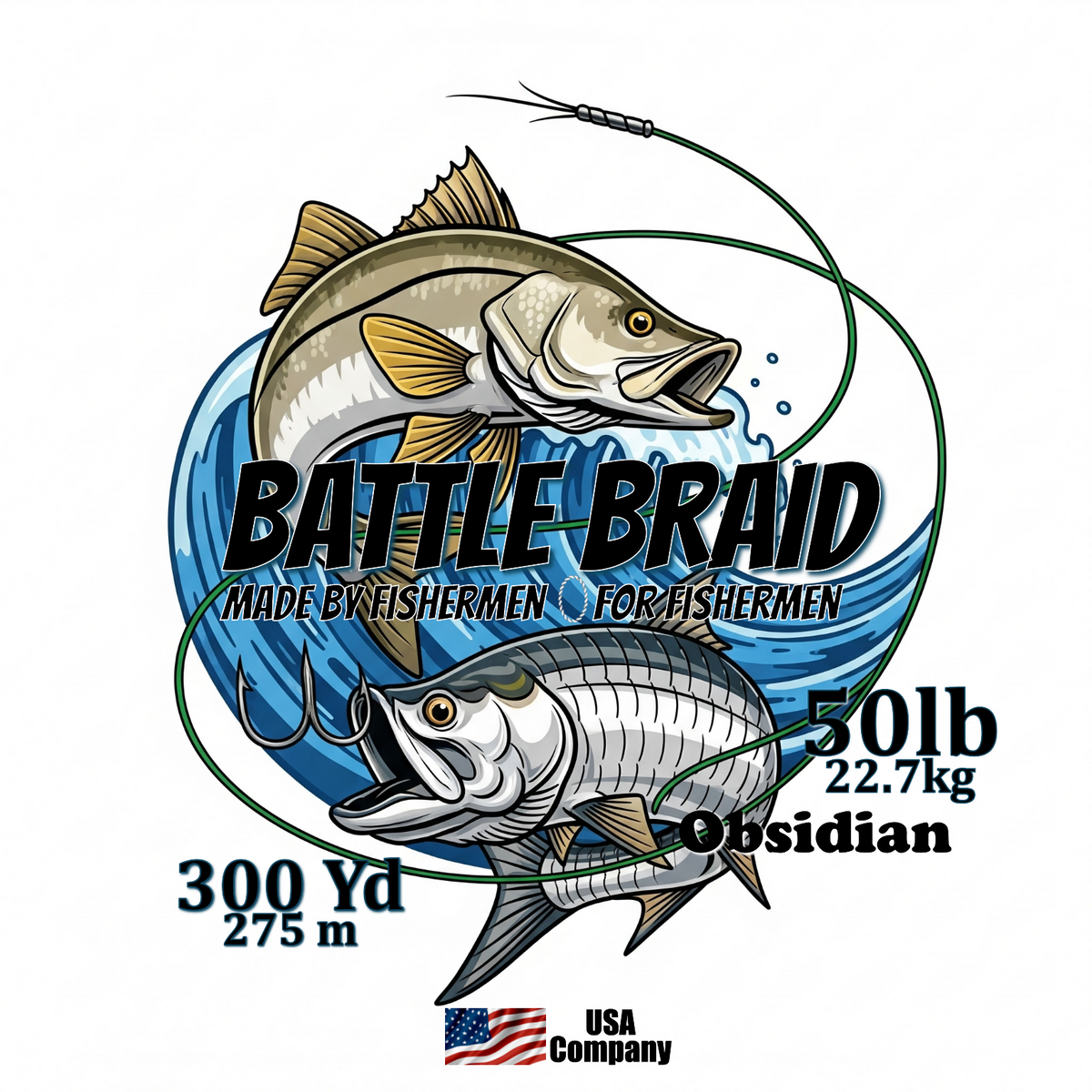Braided Fishing Line Battle Braid Obsidian X8 PE – 300 Yards 50Lb test Battle Braid Obsidian X8 PE – 300 Yds - Pescador Fishing Supply
