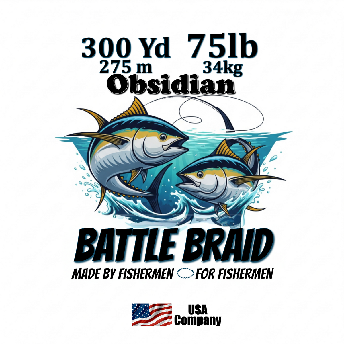 Braided Fishing Line Battle Braid Obsidian X8 PE – 300 Yards 75Lb test Battle Braid Obsidian X8 PE – 300 Yds - Pescador Fishing Supply