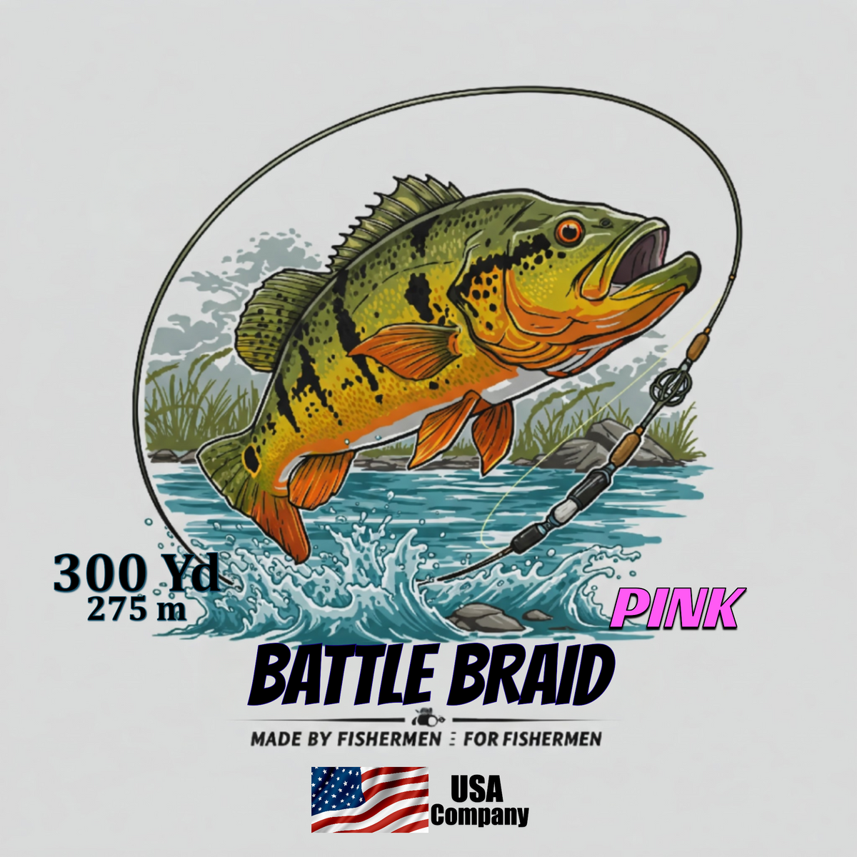 Braided Fishing Line Battle Braid Pink X8 PE – 300 Yards Battle Braid Pink X8 PE – 300 Yds - Pescador Fishing Supply