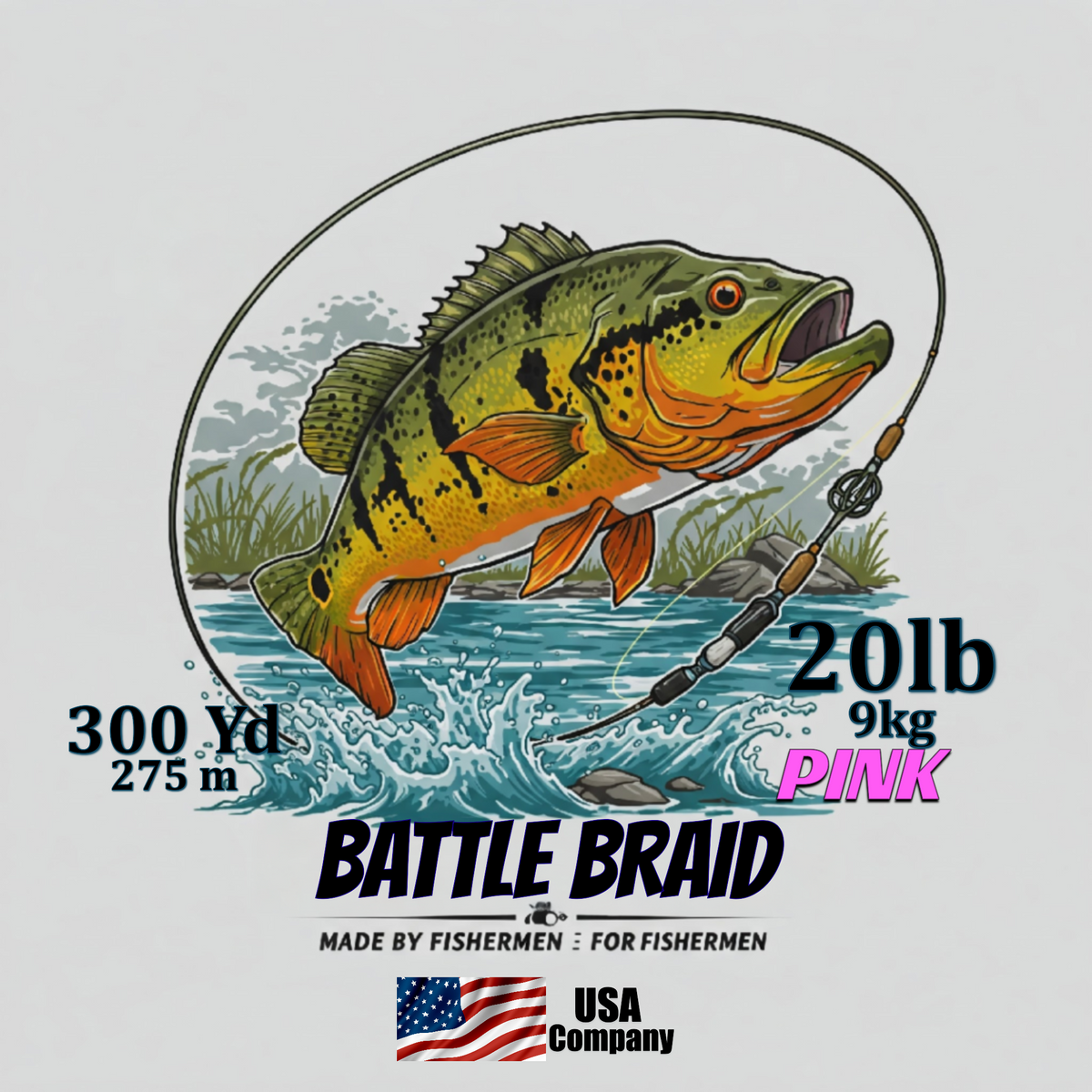 Braided Fishing Line Battle Braid Pink X8 PE – 300 Yards 20Lb test Battle Braid Pink X8 PE – 300 Yds - Pescador Fishing Supply
