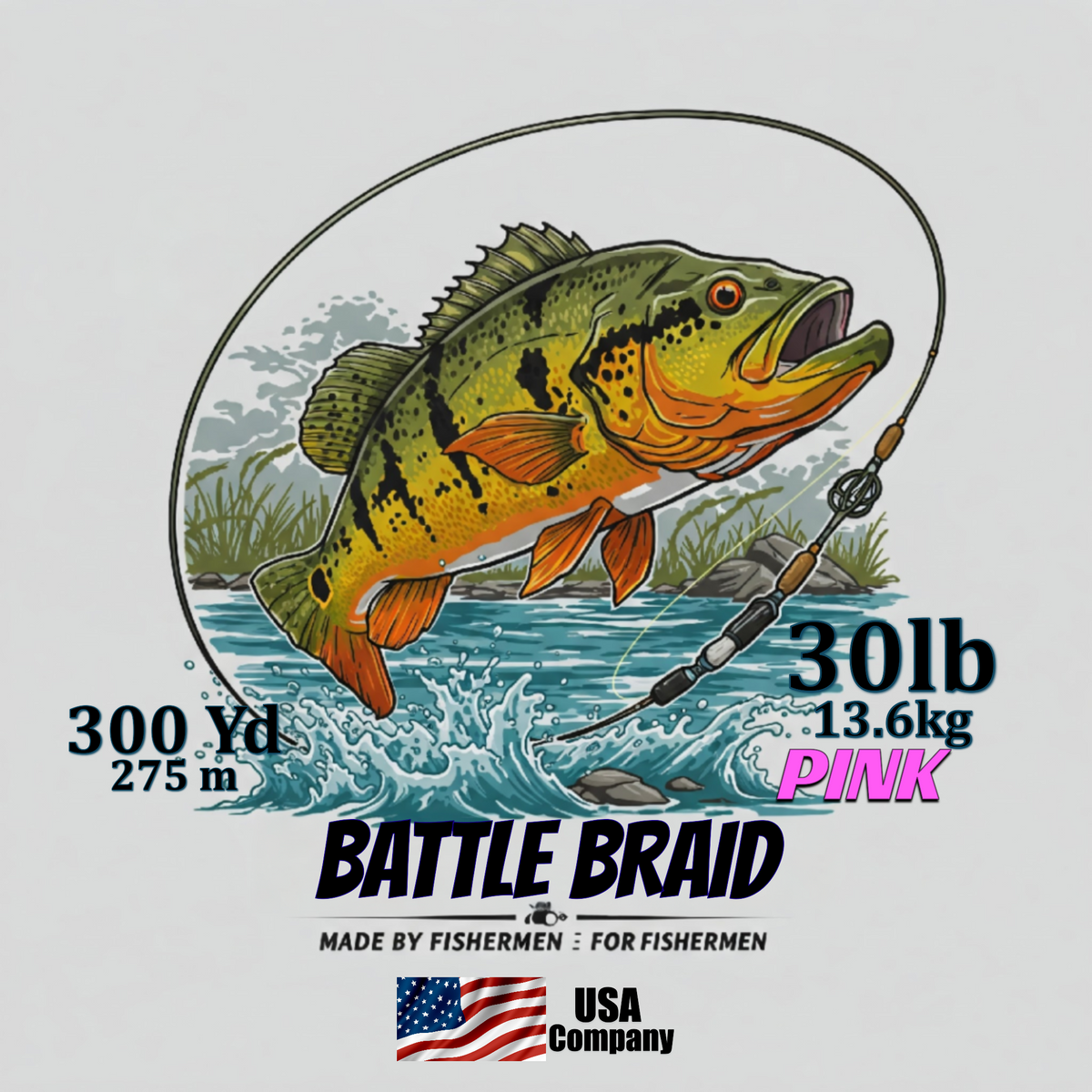 Braided Fishing Line Battle Braid Pink X8 PE – 300 Yards 30Lb test Battle Braid Pink X8 PE – 300 Yds - Pescador Fishing Supply