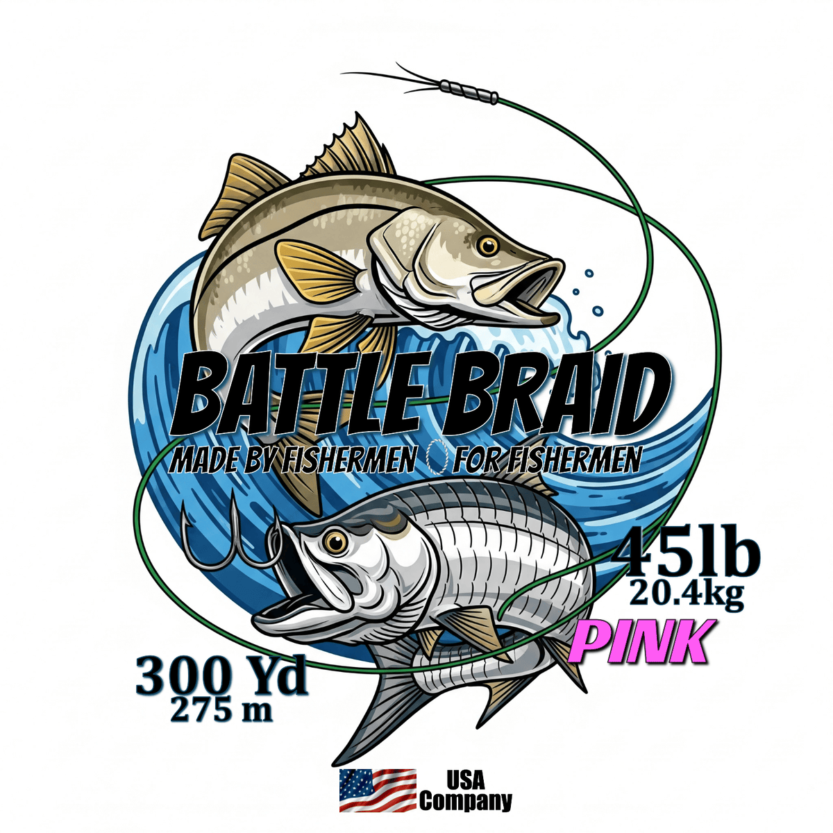 Braided Fishing Line Battle Braid Pink X8 PE – 300 Yards 45Lb test Battle Braid Pink X8 PE – 300 Yds - Pescador Fishing Supply