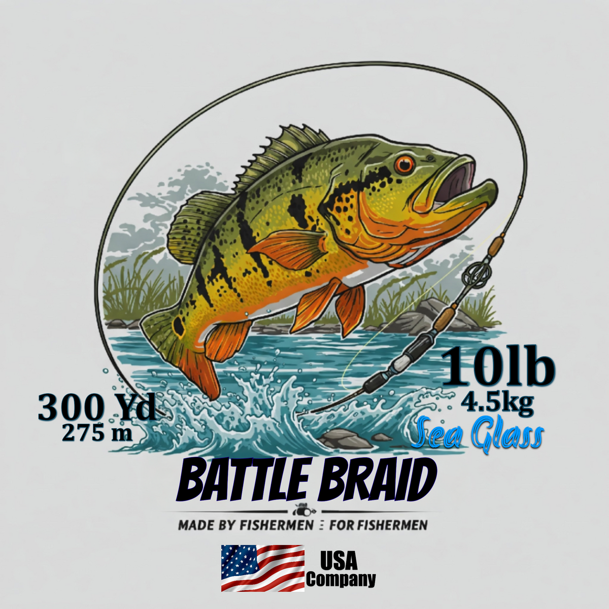 Braided Fishing Line Battle Braid Sea Glass X8 PE – 300 Yards 10Lb test Battle Braid Sea Glass X8 PE – 300 Yds - Pescador Fishing Supply