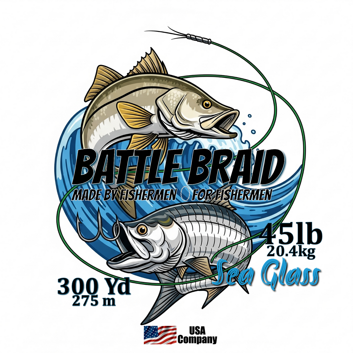 Braided Fishing Line Battle Braid Sea Glass X8 PE – 300 Yards 45Lb test Battle Braid Sea Glass X8 PE – 300 Yds - Pescador Fishing Supply