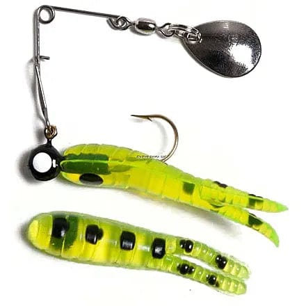Betts Spin Split Tail Spinnerbait | Pescador Fishing Supply 1/8 oz. / Chartreuse Black Spots