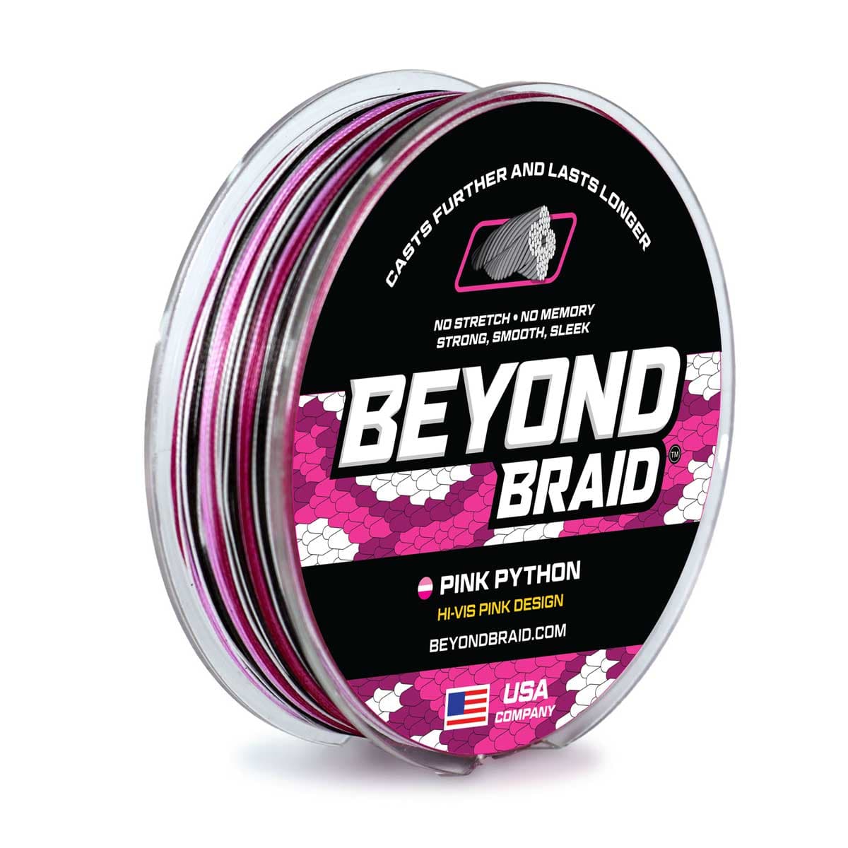 Fishing Line Beyond Braid 4 Strand Pink Python Hi-Vis Braided Fishing Line Beyond Braid Pink Python Hi-Vis Braided Line – Pescador Fishing Supply
