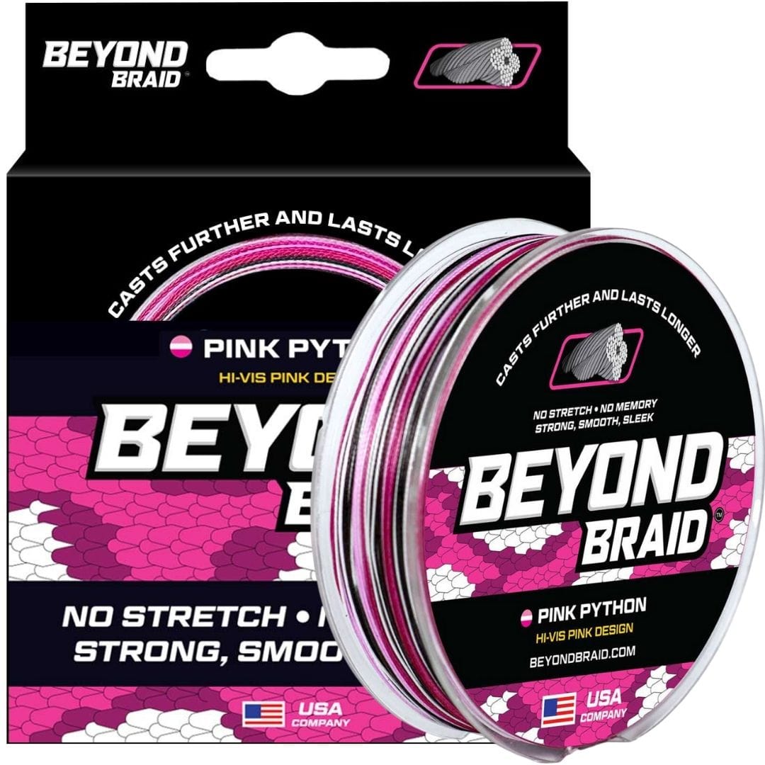 Fishing Line Beyond Braid 4 Strand Pink Python Hi-Vis Braided Fishing Line Beyond Braid Pink Python Hi-Vis Braided Line – Pescador Fishing Supply