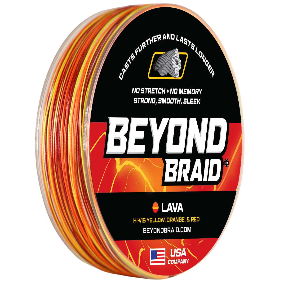 Fishing Line Beyond Braid Lava – Red, Orange &amp; Yellow Hi-Vis Braided Fishing Line Beyond Braid Lava Hi-Vis Braided Line – Pescador Fishing Supply