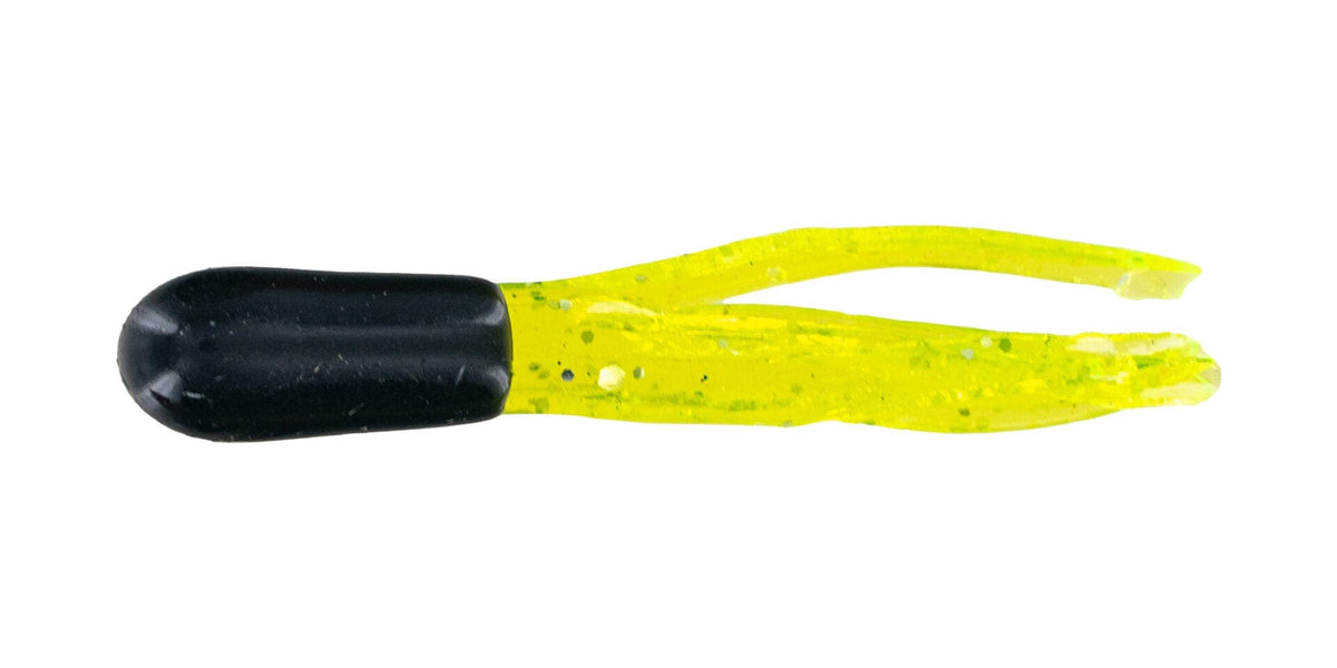 Baits Big Bite Baits 1.5&quot; Crappie Tube Black/Chartreuse Sparkle Big Bite Baits Crappie Tube | Pescador Fishing Supply