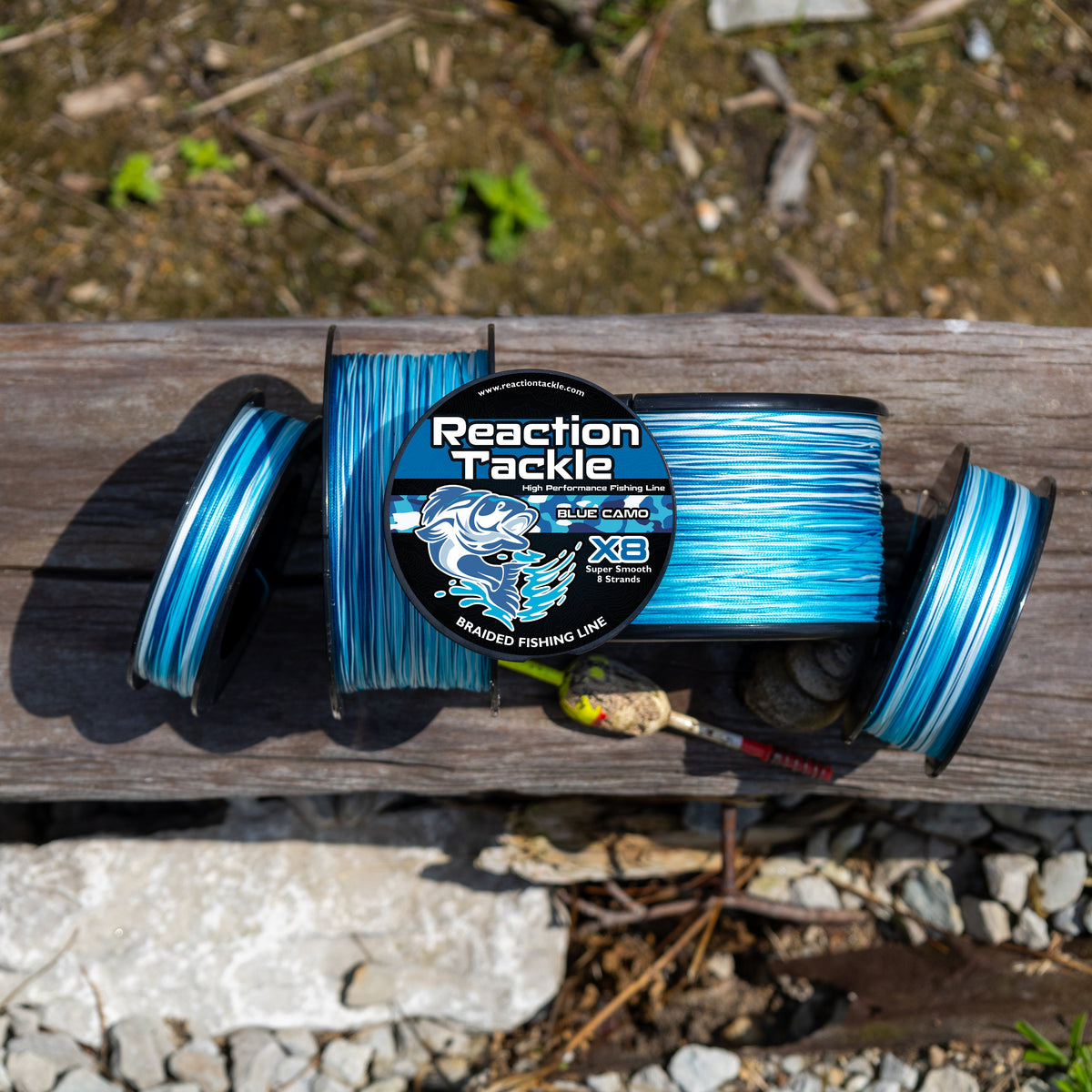 Reaction Tackle X8 Braided Fishing Line – Blue Camo