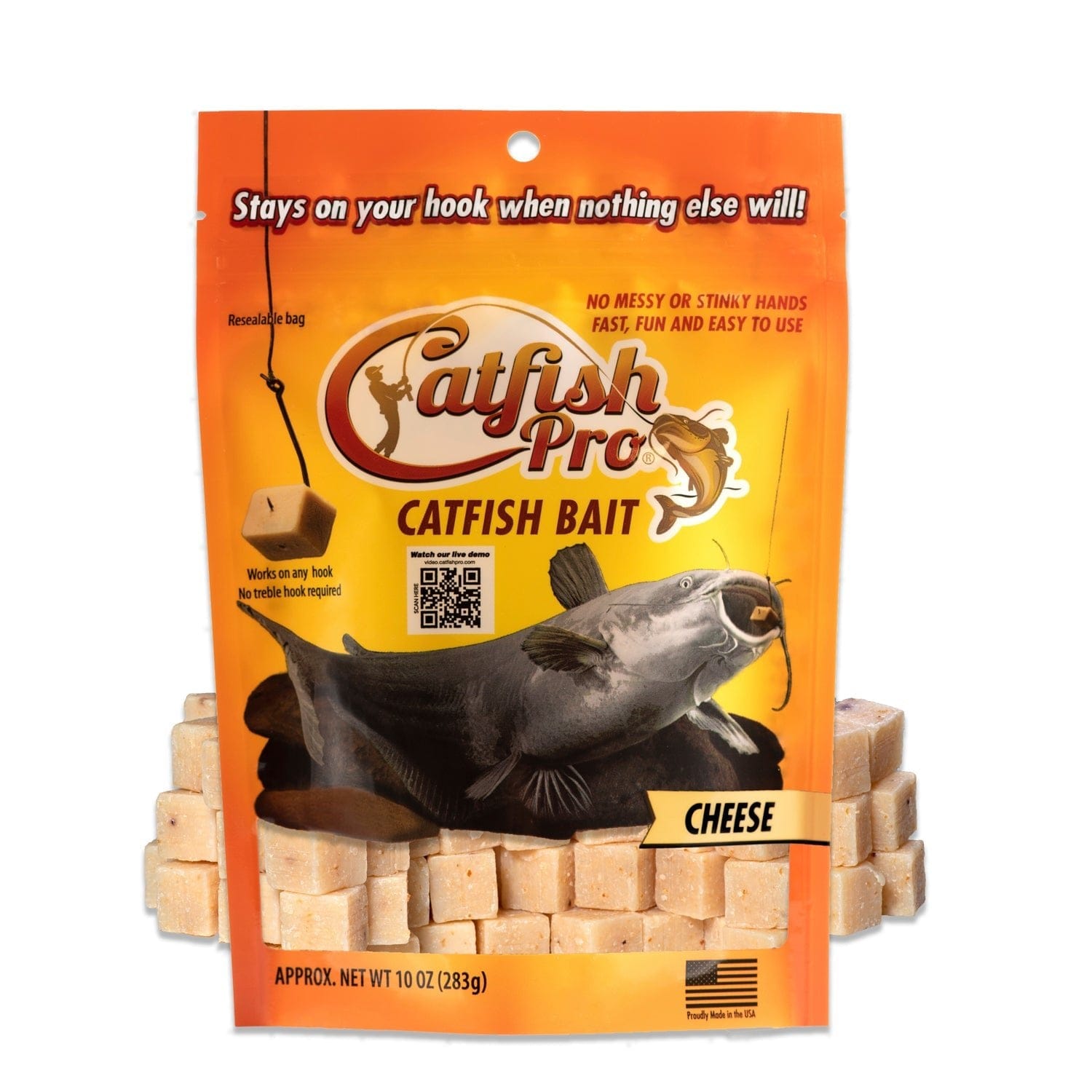 Catfish Pro Cheese Catfish Bait – Square Cubes 10 oz