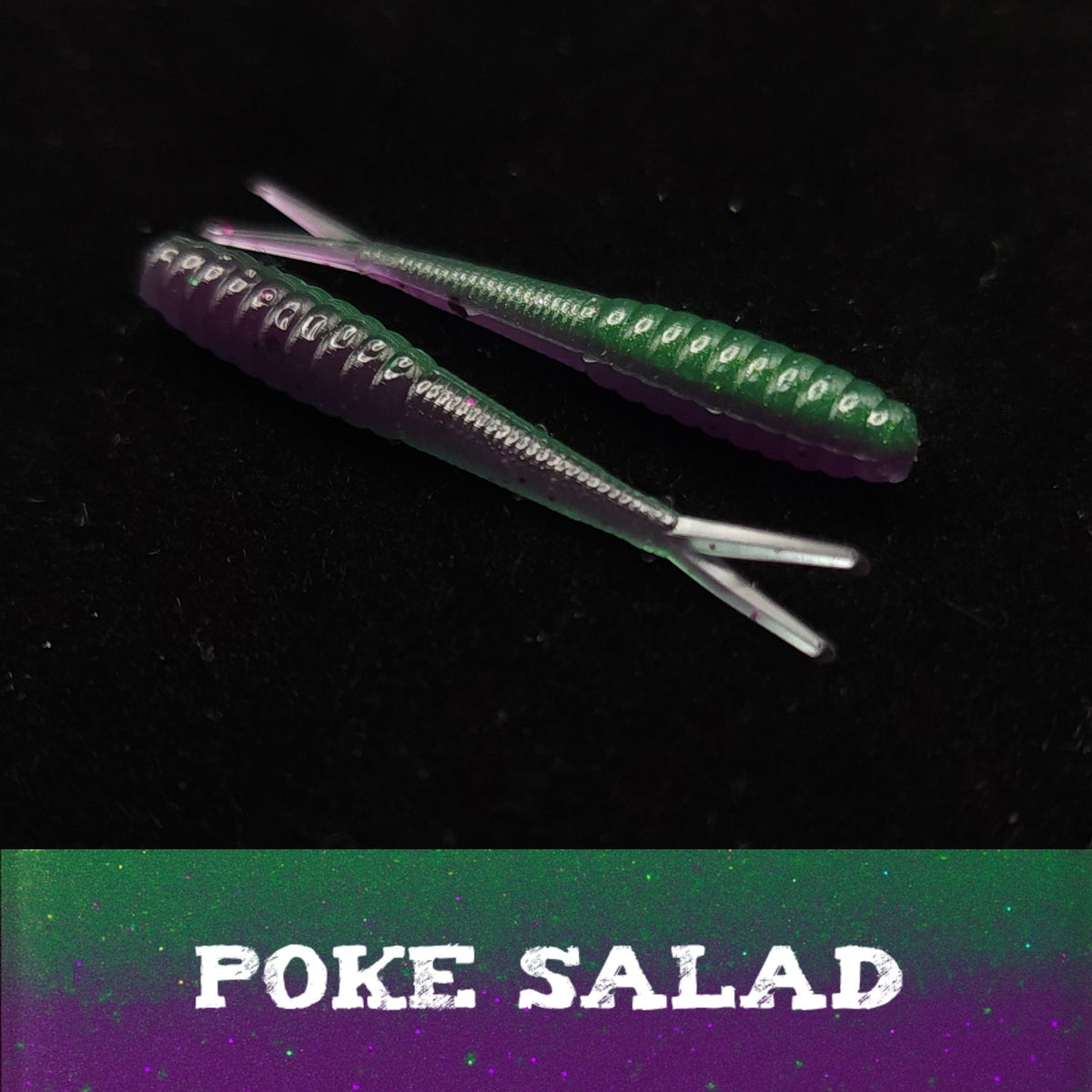 Soft Plastic Creek Life 1.4&quot; Micro Fluke &quot;The Ditch Stick&quot; - Jar of 20 Poke Salad (20 Pack) Creek Life Ditch Stick 1.4&quot; Micro Fluke – Pescador Fishing Supply