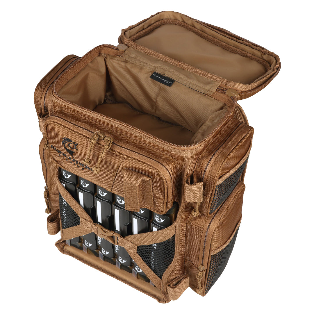 Evolution Outdoor fishing backpack with open-access tackle storage