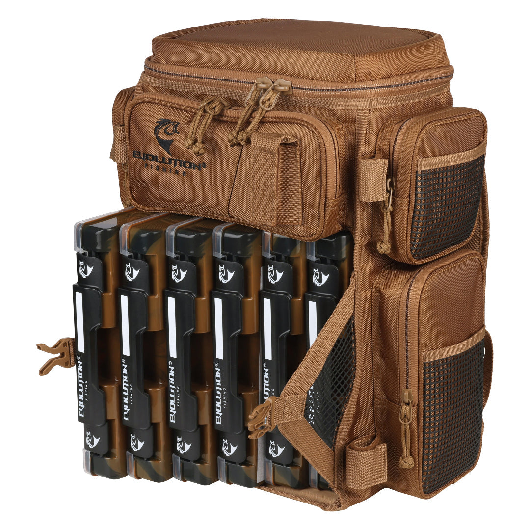 Drift Series Battle Pack 3600 fishing backpack with tackle trays