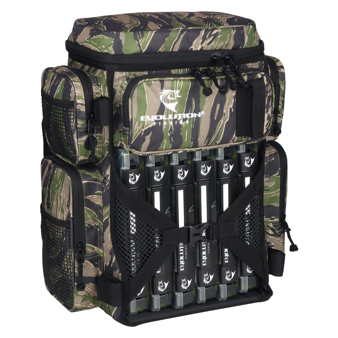 Drift Series Battle Pack 3600 fishing backpack with tackle trays