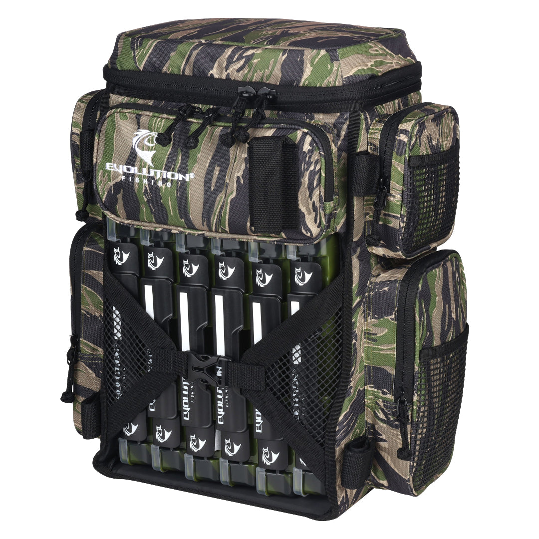 Drift Series Battle Pack 3600 fishing backpack with tackle trays