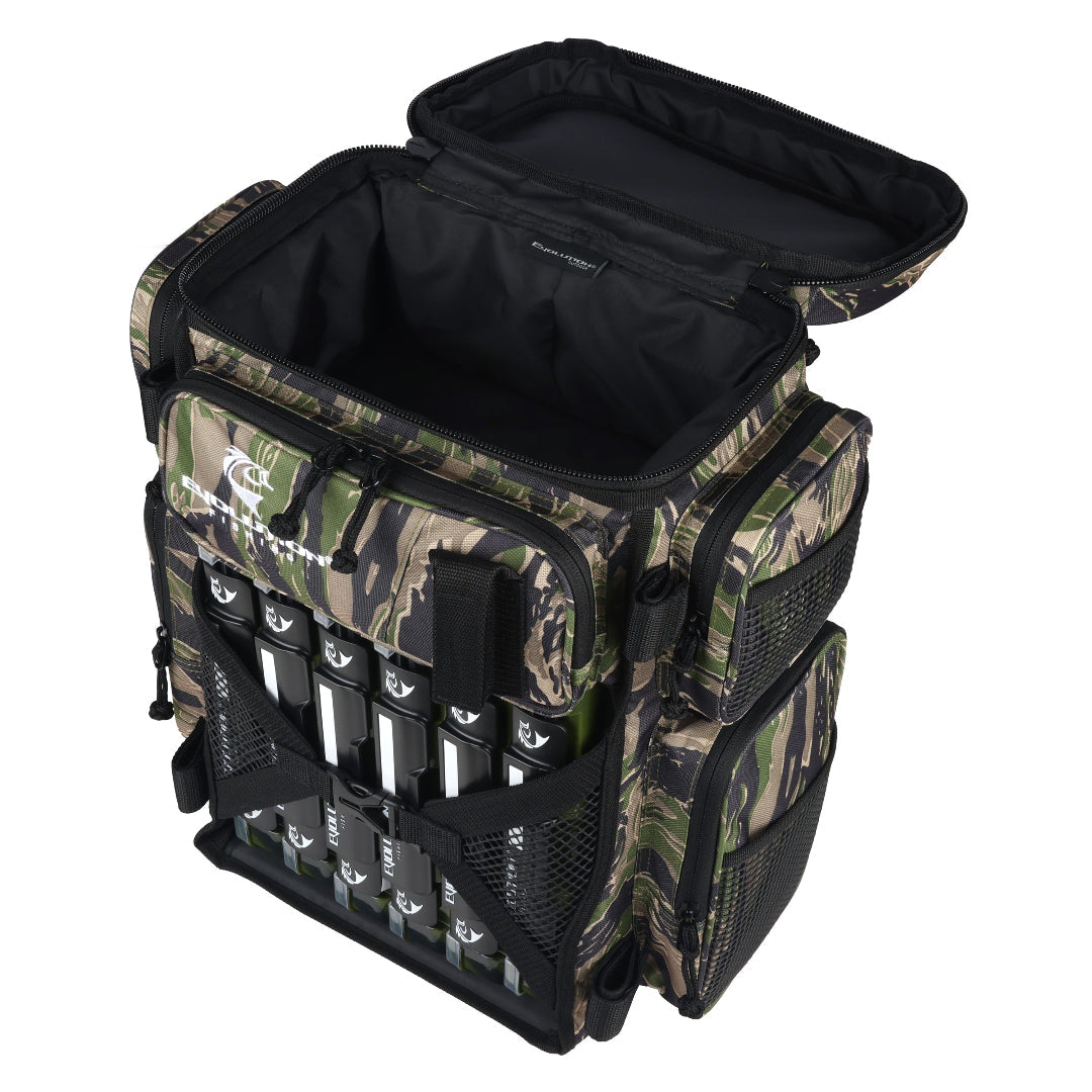 Evolution Outdoor fishing backpack with open-access tackle storage