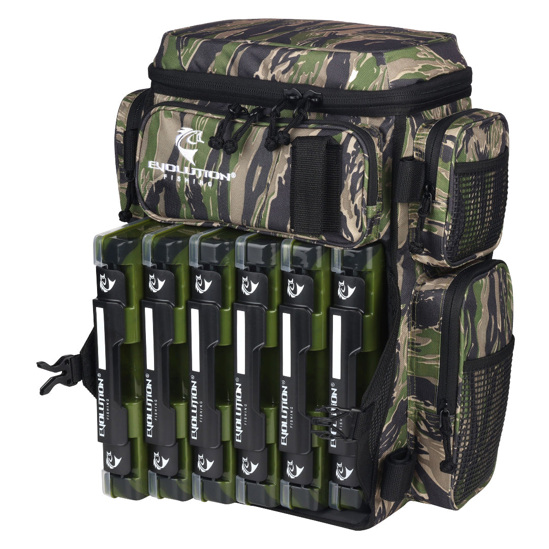 Drift Series Battle Pack 3600 fishing backpack with tackle trays