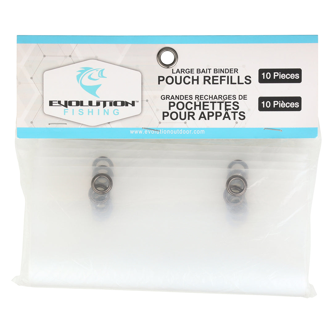 Clear zippered bait binder pouches for fishing tackle