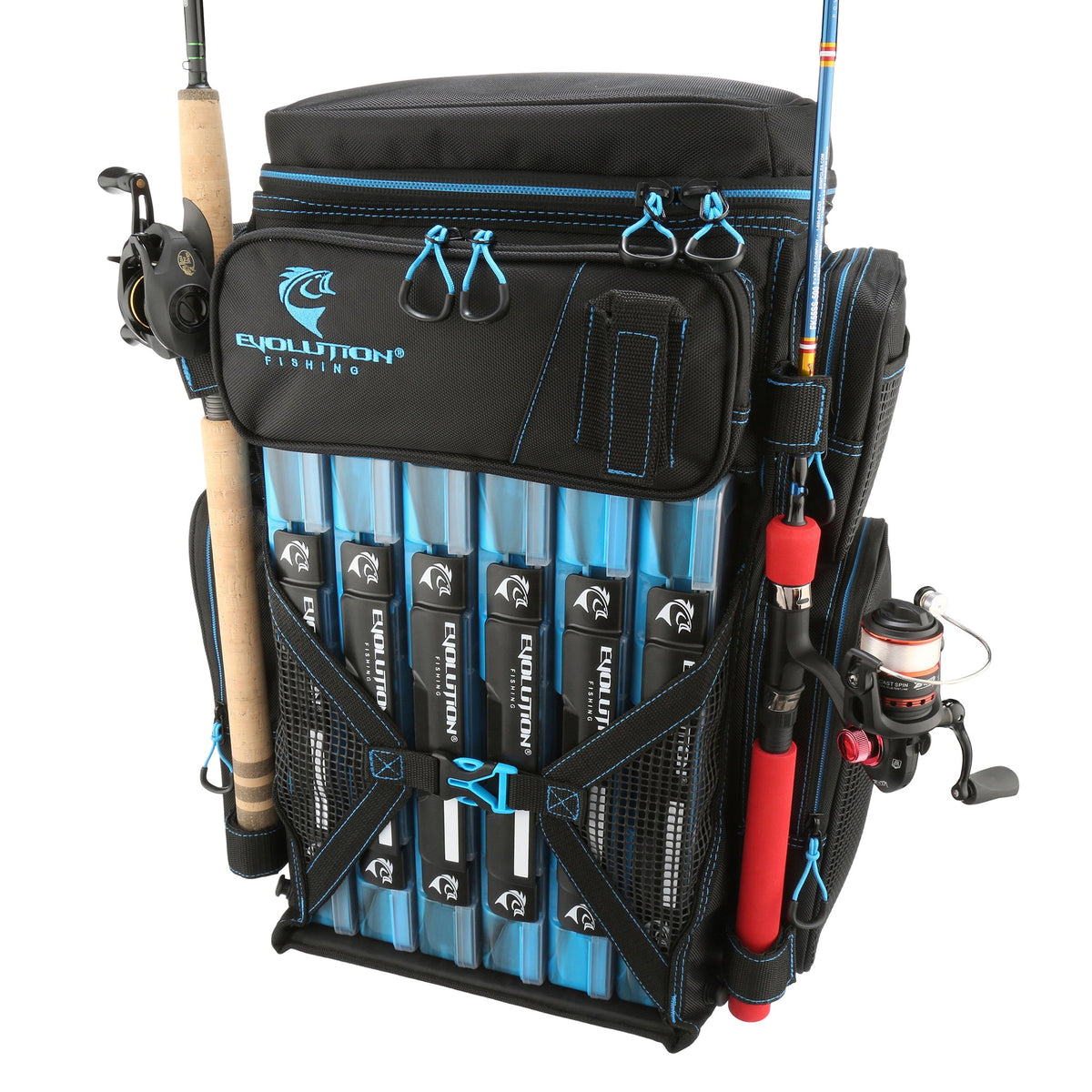 Tackle Backpack Evolution Fishing Drift Series 3700 Tackle Backpack Water-Resistant 3700 Fishing Tackle Backpack with QuikLatch Trays