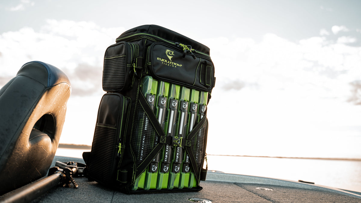 Tackle Backpack Evolution Fishing Drift Series 3700 Tackle Backpack Water-Resistant 3700 Fishing Tackle Backpack with QuikLatch Trays