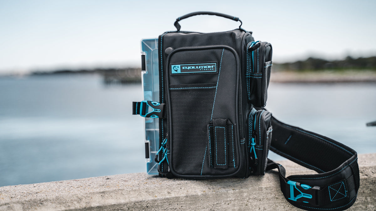 Tackle Backpack Evolution Fishing Drift Tackle Sling - Blue Drift Tackle Sling - Blue | Evolution Fishing Gear