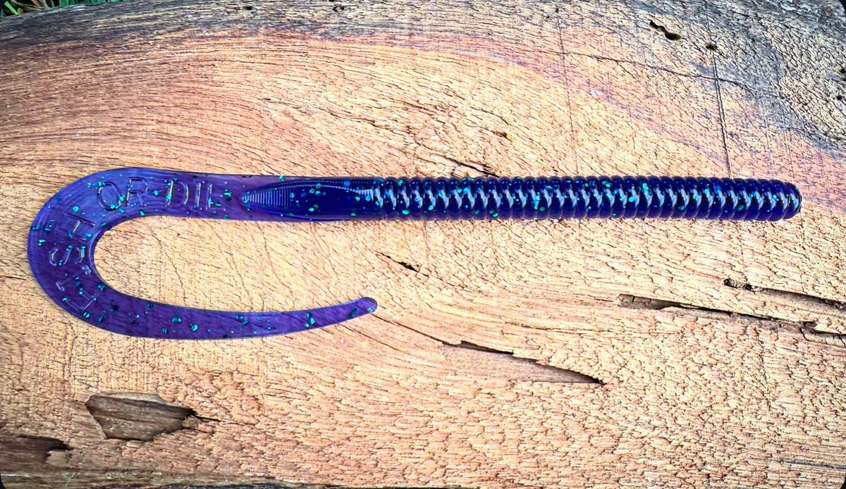 Soft Plastics Fish or Die Bait Co. Blitzkrieg 10" Ribbon-Tail Worm Grapeshot (Junebug) Fish or Die Blitzkrieg 10" Ribbon-Tail Worm – Pescador Fishing Supply