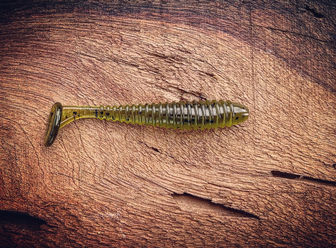 Soft Plastics Fish or Die Bait Co. Minutemen 3.5" Ribbed Swimbait Green Dragon (Green Pumpkin) Fish or Die Bait Co. Minutemen 3.5" Swimbait – Pescador Fishing Supply