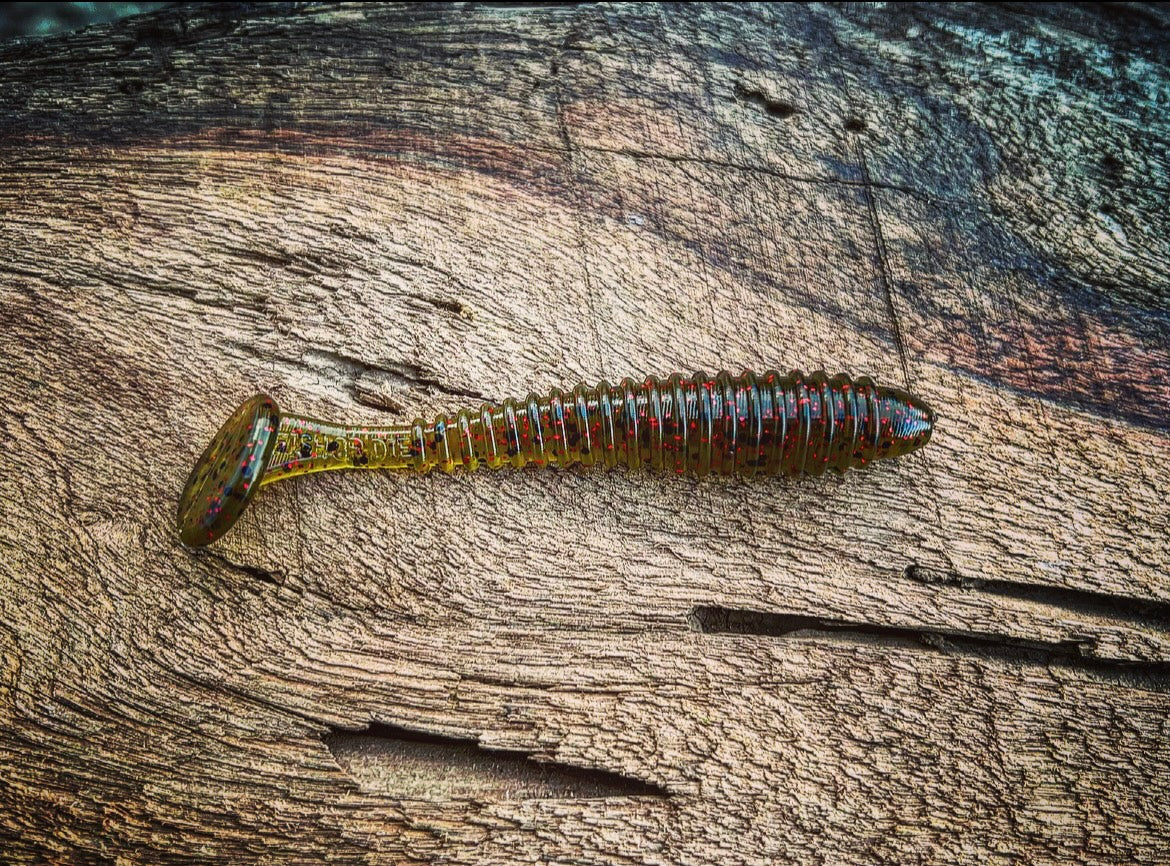 Soft Plastics Fish or Die Bait Co. Minutemen 3.5" Ribbed Swimbait Liberty Tree (Watermelon w/ Red Flake) Fish or Die Bait Co. Minutemen 3.5" Swimbait – Pescador Fishing Supply