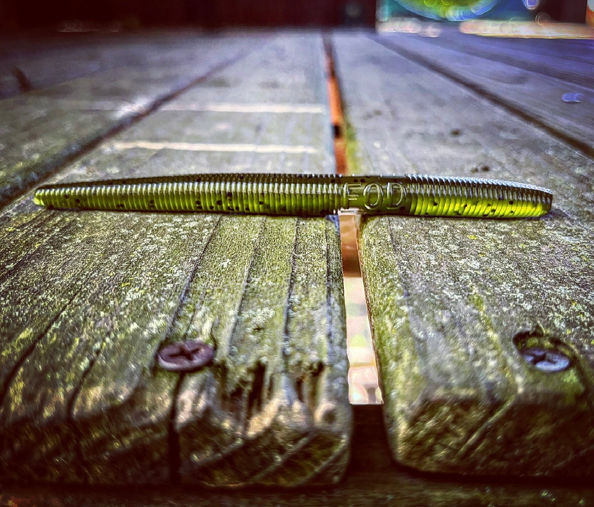Soft Plastics Fish or Die Bait Co. Ramrods 5" Senko-Style Wacky Worm Green Dragon (Green Pumpkin) / 5” Fish or Die Bait Co. Ramrods 5" Wacky Worm – Pescador Fishing Supply