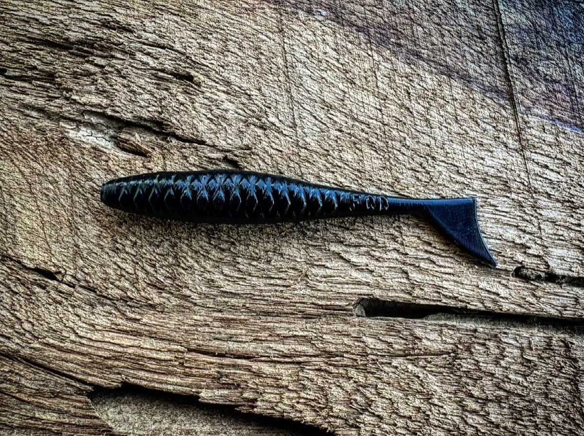 Soft Plastics Fish or Die Bait Co. The Dagger Finesse Minnow 2.5” / Stamp Act (Black) Fish or Die The Dagger – Finesse Minnow – Pescador Fishing Supply