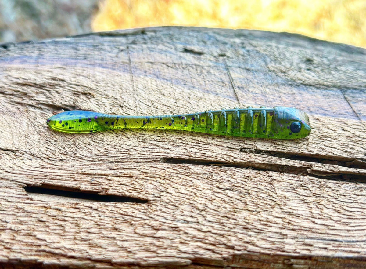 Soft Plastics Fish or Die Bait Co. The Gadsden Drop Shot Minnow Bugle (Green Pumpkin w/ Purple Flake) Fish or Die The Gadsden Drop Shot Minnow – Pescador Fishing Supply