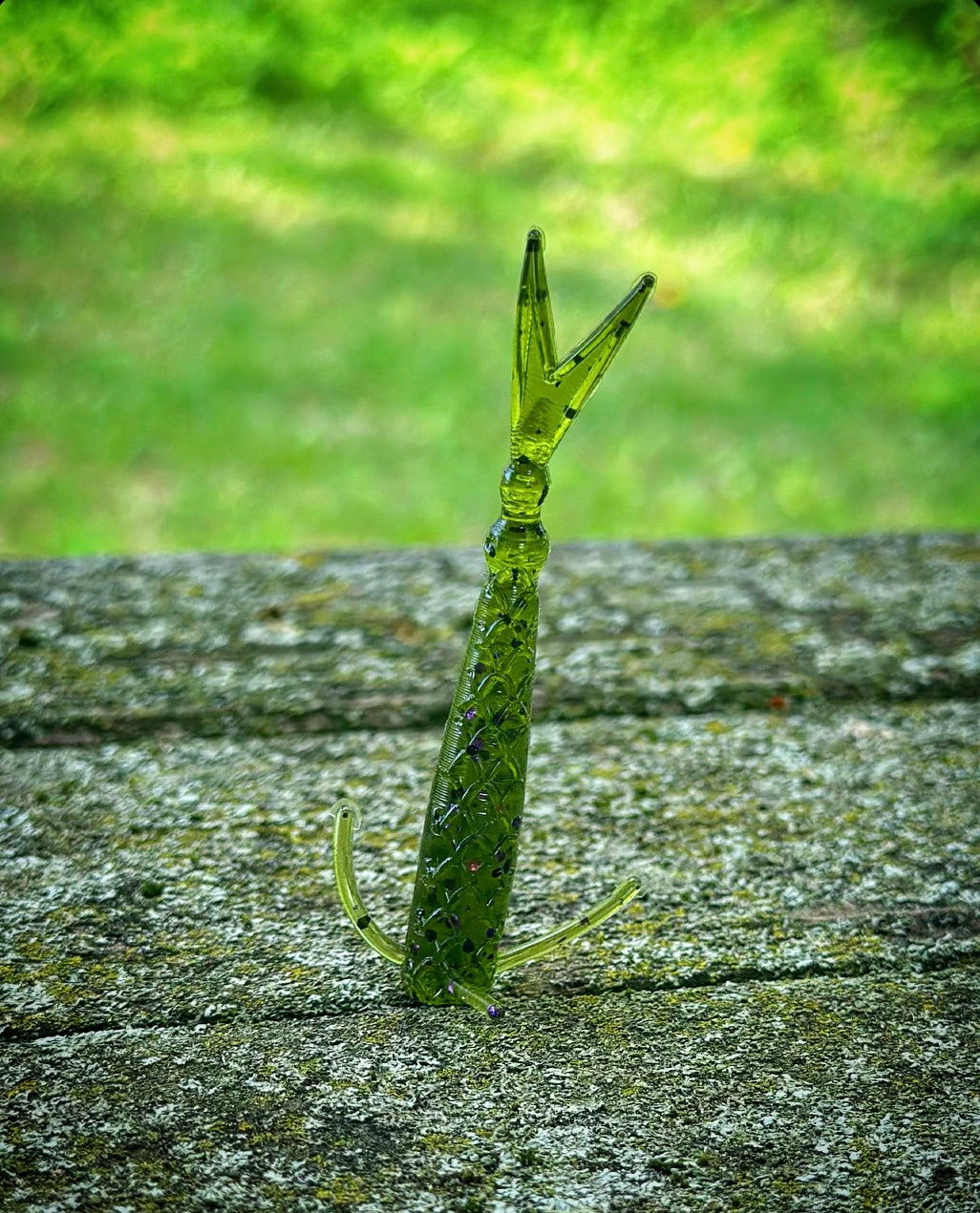 Soft Plastics Fish or Die Bait Co. The Sharpshooter Drop Shot Finesse Minnow Bugle (Green Pumpkin w/ Purple Flake) The Sharpshooter Drop Shot Minnow – Pescador Fishing Supply