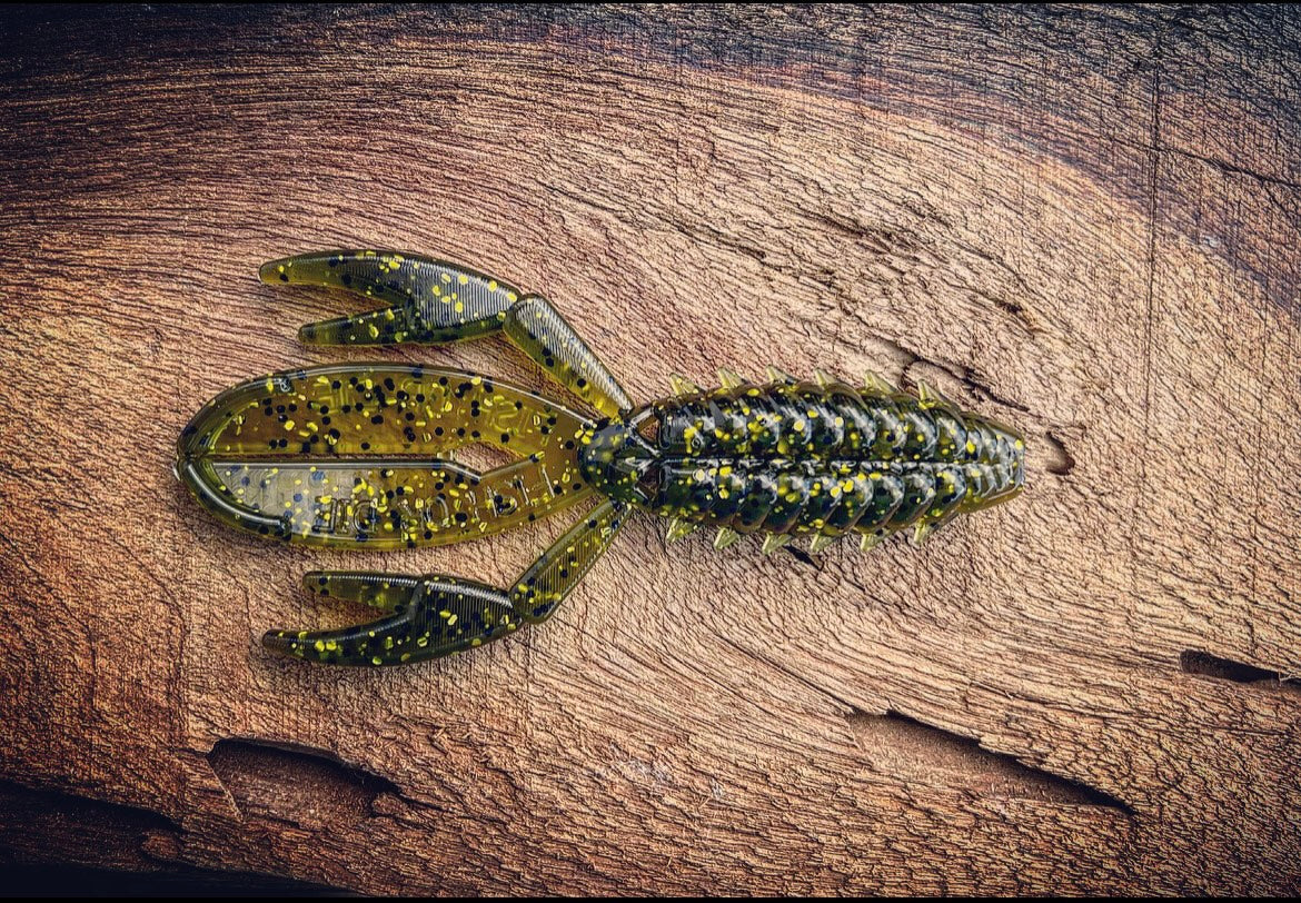 Soft Plastics Fish or Die Bait Co. The Sherman Crawfish / Creature Hybrid Ben’s Bifocals (Green Pumpkin w/ Gold Flake) / 4” Fish or Die The Sherman – Creature/Craw Bait – Pescador Fishing Supply
