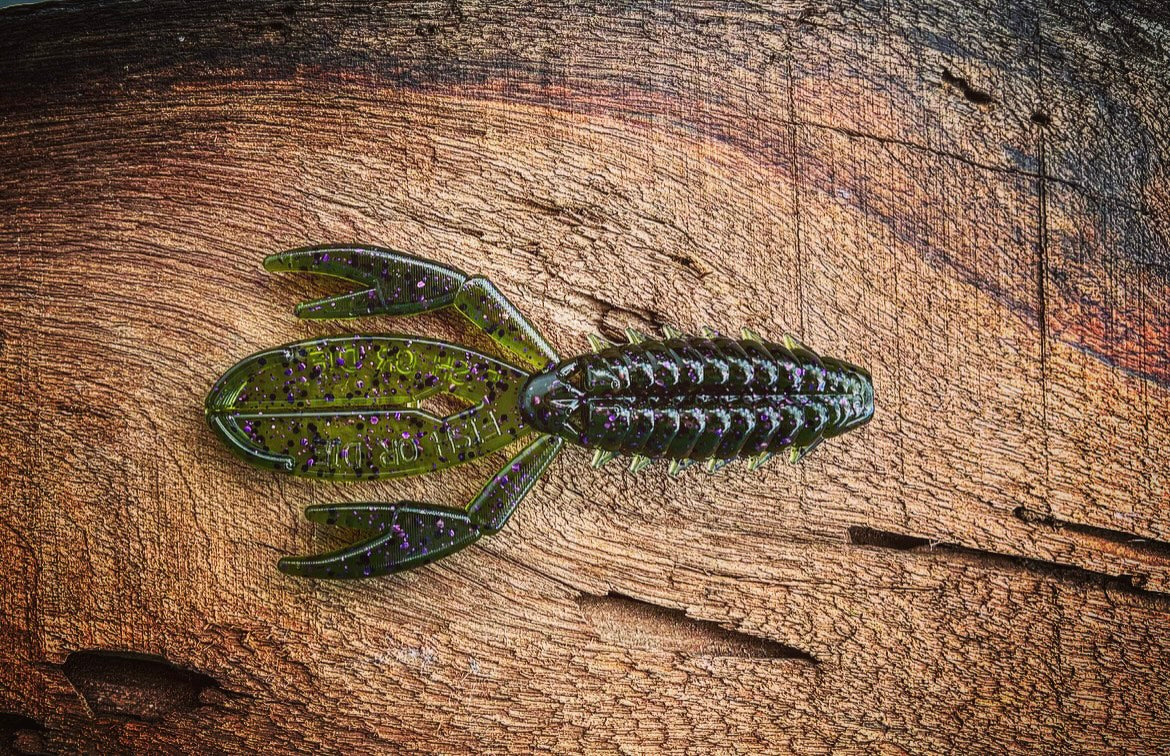 Soft Plastics Fish or Die Bait Co. The Sherman Crawfish / Creature Hybrid Bugle (Green Pumpkin w/ Purple Flake) / 3” Fish or Die The Sherman – Creature/Craw Bait – Pescador Fishing Supply