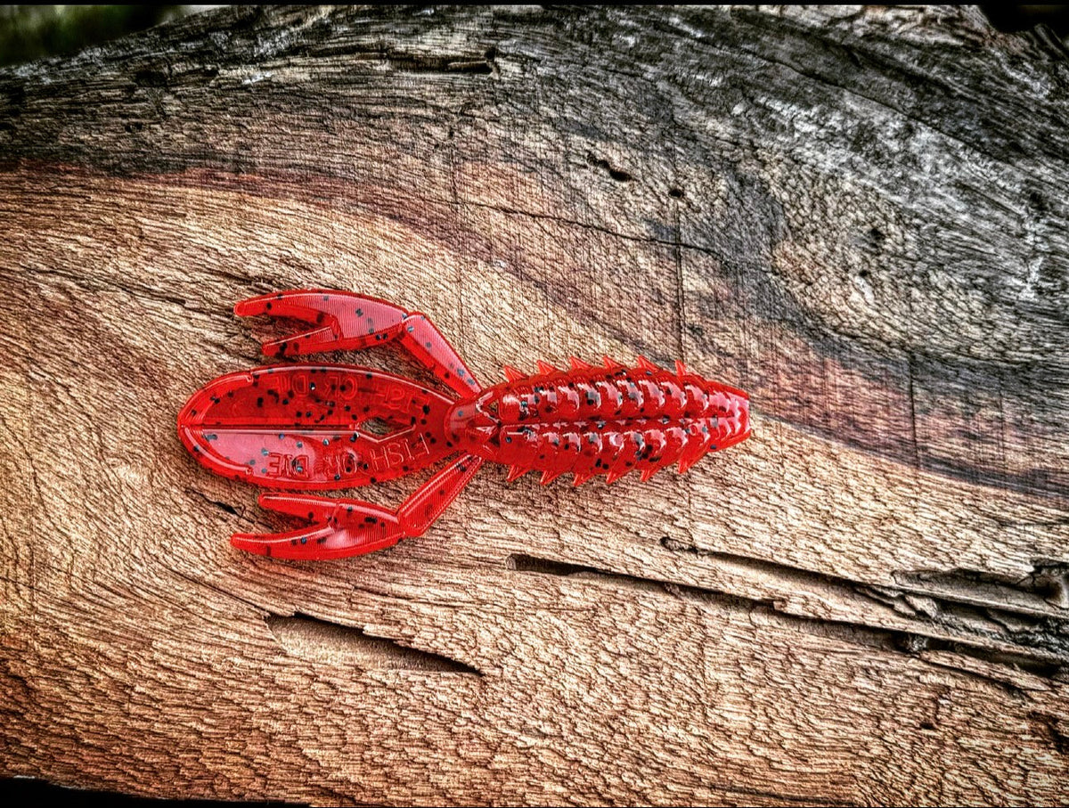 Soft Plastics Fish or Die Bait Co. The Sherman Crawfish / Creature Hybrid Redcoat (Red w/ Blue Flake) / 4” Fish or Die The Sherman – Creature/Craw Bait – Pescador Fishing Supply