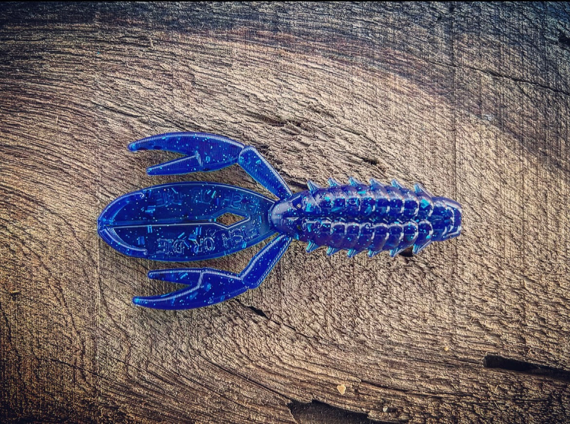 Soft Plastics Fish or Die Bait Co. The Sherman Crawfish / Creature Hybrid Tea in the Harbor (Blue w/ Blue Flake) / 3” Fish or Die The Sherman – Creature/Craw Bait – Pescador Fishing Supply