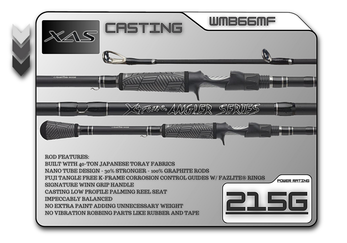 Casting Rod Fish Xtreme Angler Series WMB66MF 6'6" Medium Fast Casting Rod Fish Xtreme Angler Series Casting Rods – Pescador Fishing Supply