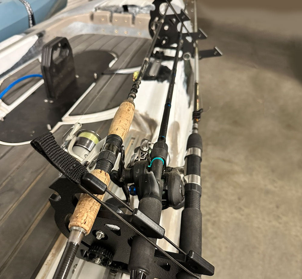 YakGadget FlexRod AnglePro 3-Rod Stager Pair | Adjustable Track-Mounted Rod Storage
