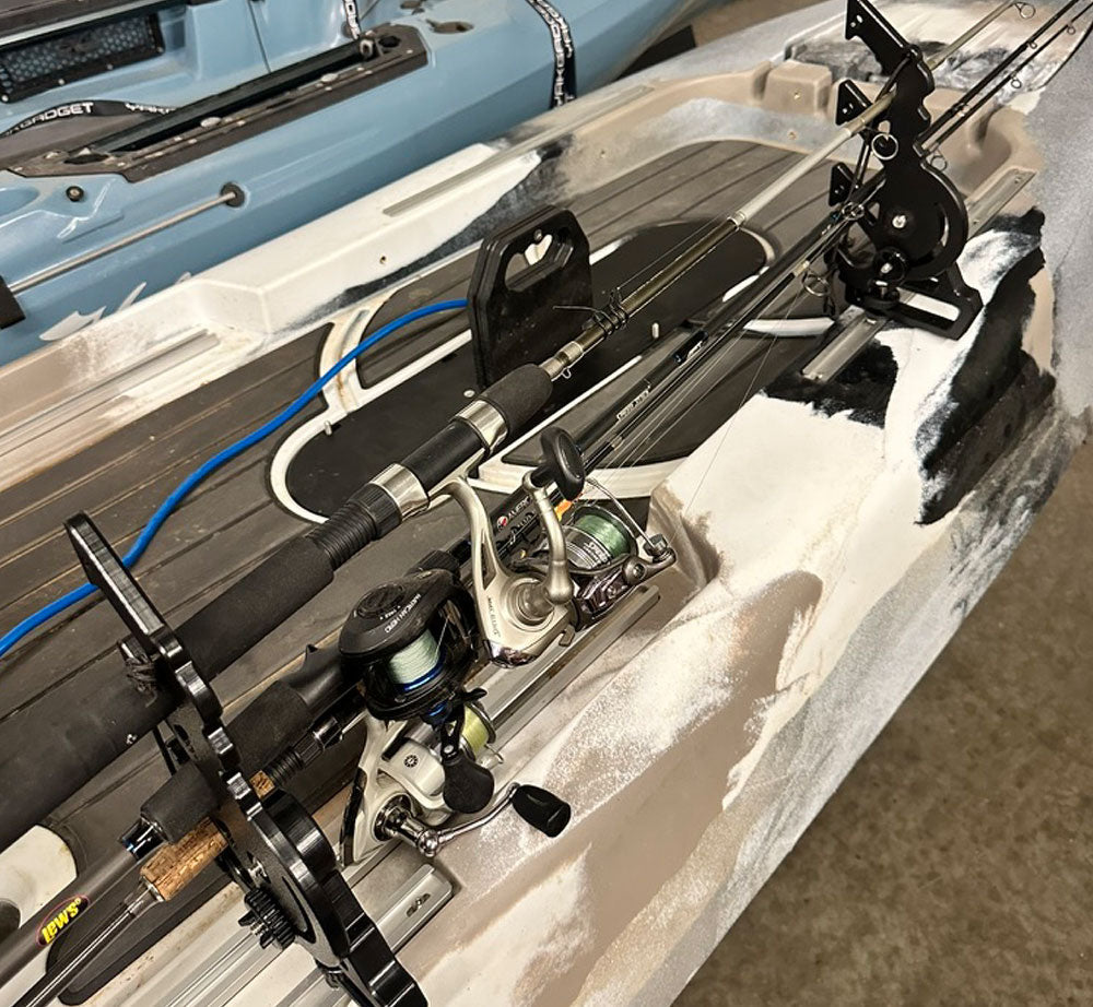 YakGadget FlexRod AnglePro 3-Rod Stager Pair | Adjustable Track-Mounted Rod Storage